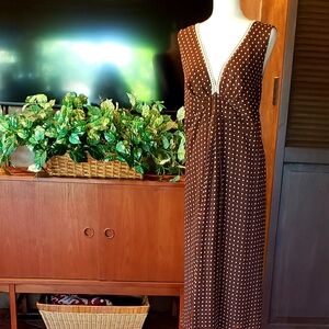 JONATHAN MARTIN Maxi Dress/Jumper - Fully Lined - Brown/Cream Polka Dot - 24W